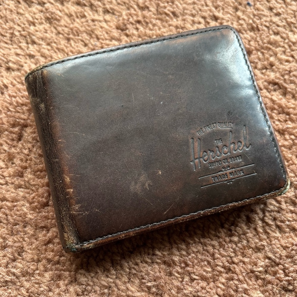 Herschel Dark Brown Leather Bi Fold Multi Slot Wallet